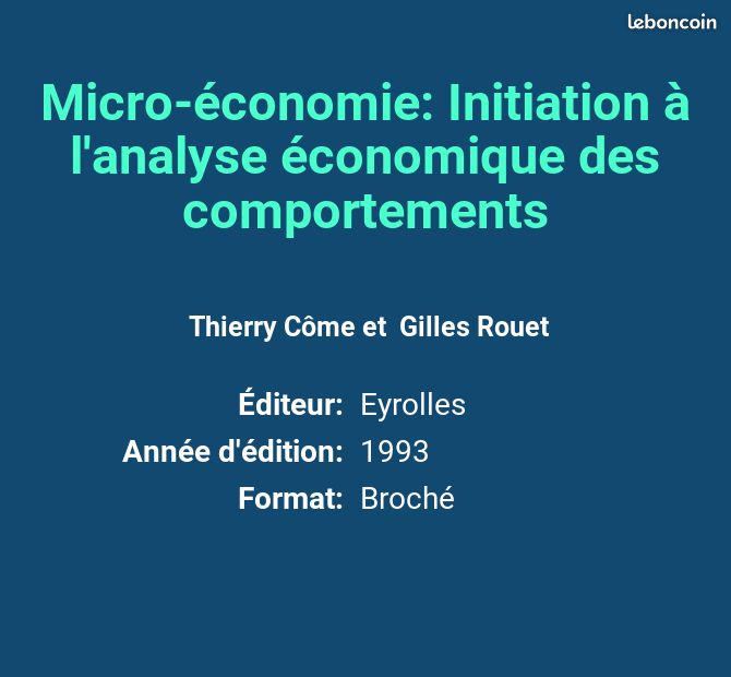 Micro-économie: Initiation à l'analyse économique des comportements - Thierry Côme et Gille... (image 2)