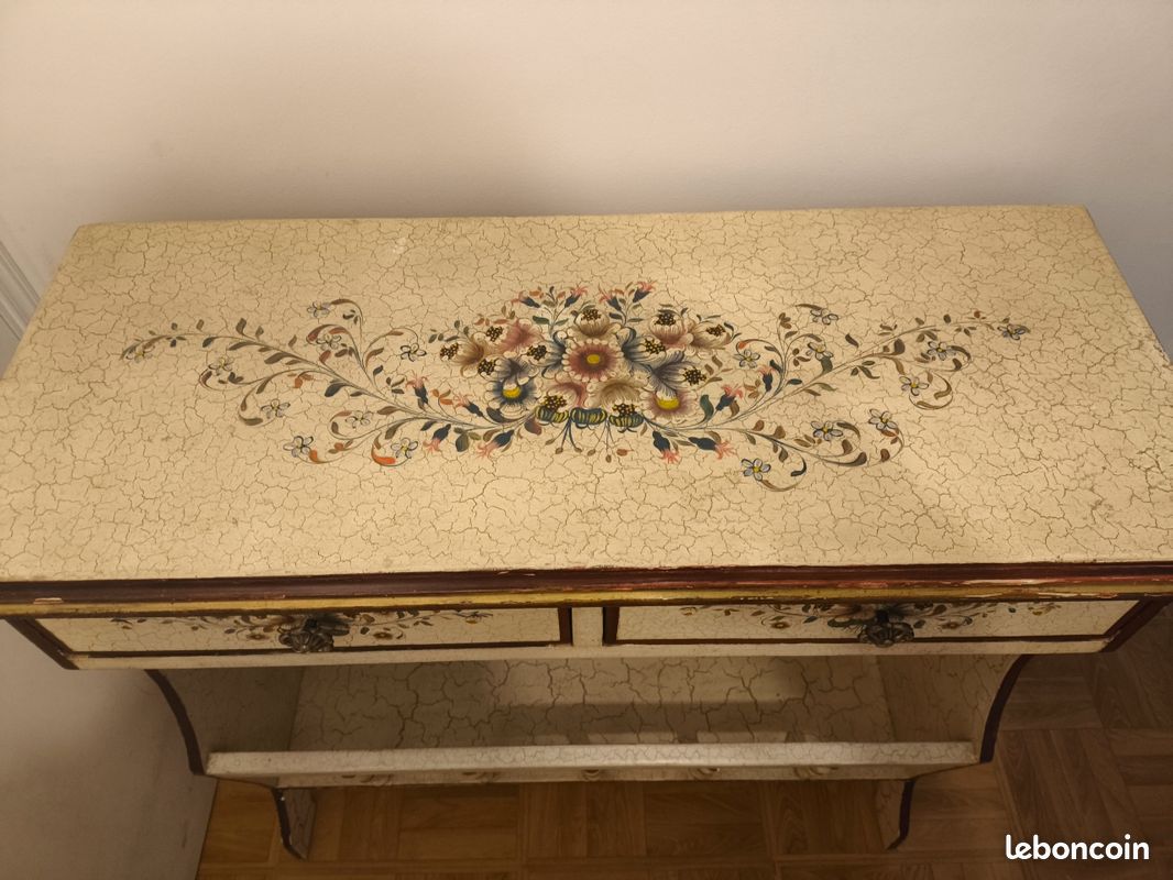 Console peinte à décore de fleurs (image 2)