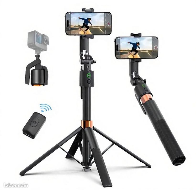 Trépied Selfie Intelligent Avec Reconnaissance Faciale IA - Rotation 360°, Contrôle Gestuel, Pour Vlogs