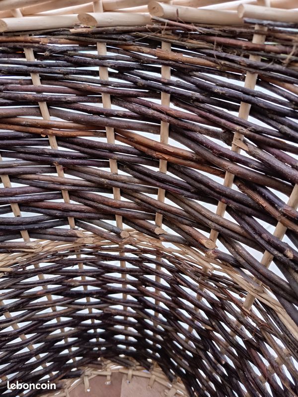Chariot sur 2 roulettes en osier 43 X 36 X 27-41 cm 52 lites structure en acier, fond en contreplaqué (image 10)