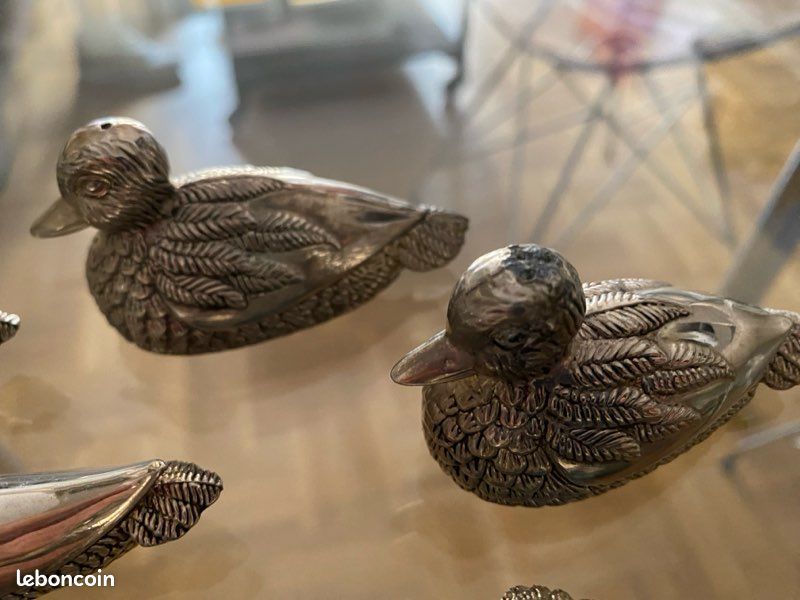 6x porte-couteaux Canards Métal argenté /Bois Vintage Boîte | Kaufen