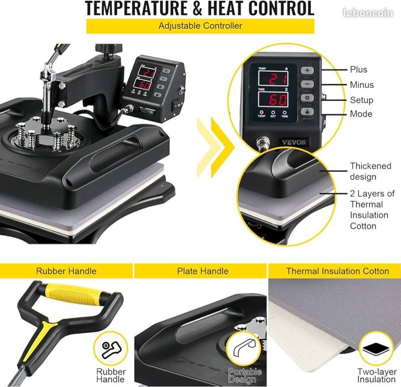 Machine d'impression textile numérique noire en VEVOR 38 x 38
