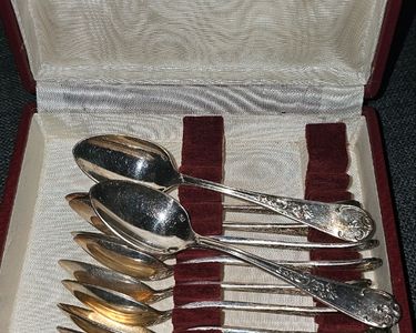 Lot De 5 Grandes Cuillères SAINT MEDARD - Métal Argenté - Argenterie - Occasion
