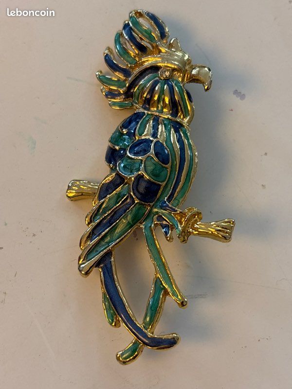 Broche vintage en forme de perroquet en cage - Forme