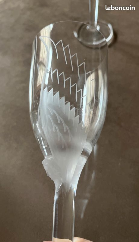 4 Flûtes à Champagne Lalique Ange – Cristal – Signées – Excellent État – Fabriquées En France