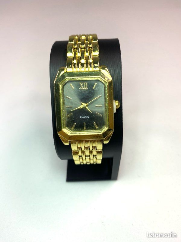 Montre dorée Quartz cadran Noir NEUVE (image 2)