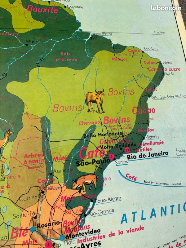 Carte Scolaire Ancienne Afrique Politique – Format 69 X 60 Cm, Neuf, Fabriqué En France