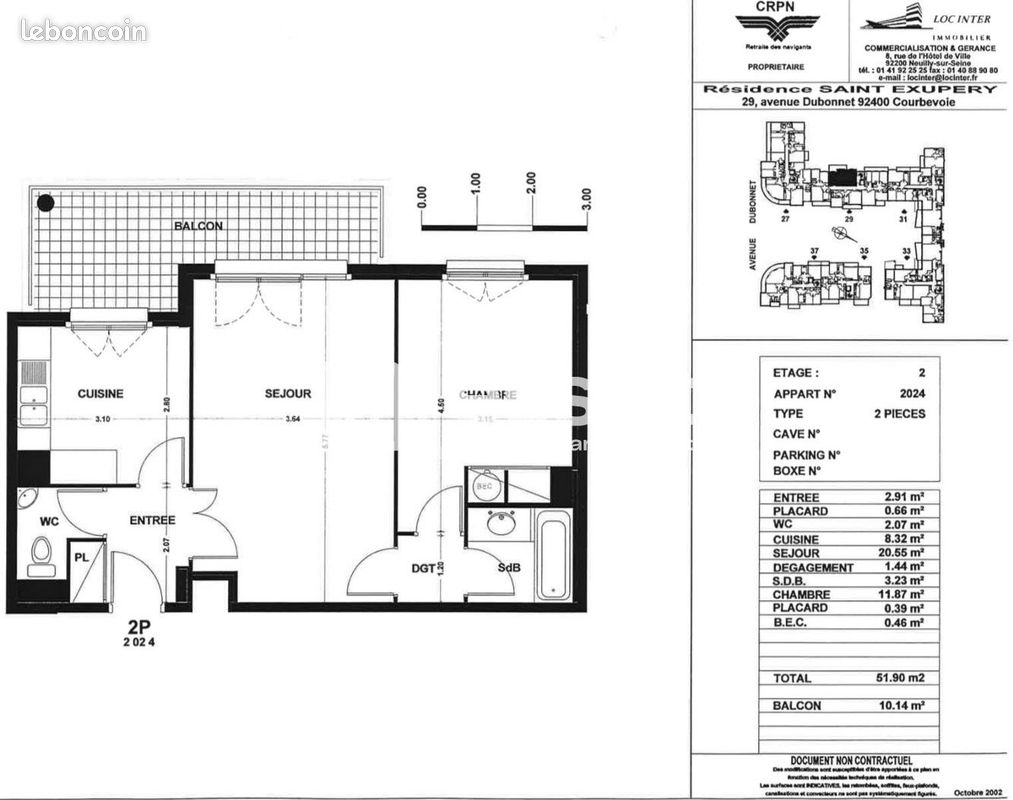Appartement 2 pièces 52 m² · à Courbevoie · 52 m² · 1 491 €/mois