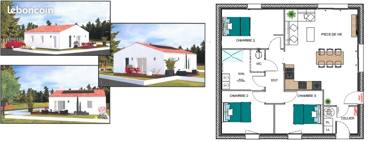 Maison 4 pièces 77 m² · à Challans · 77 m² · 910 €