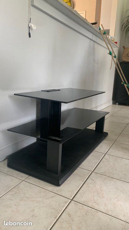 Meuble TV noir verre (image 6)