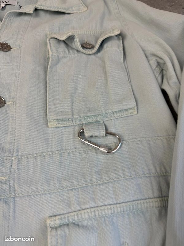 Robe combinaison en Jean Ganni L Femme - 40 bleu clair denim col chemise coton boutons pression (image 6)