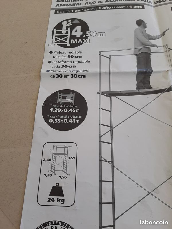 échafaudage acier& aluminium ht 4 m 50 TBE (image 2)