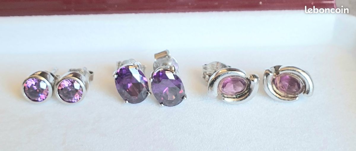 Boucles d'oreilles en argent et améthyste (image 1)