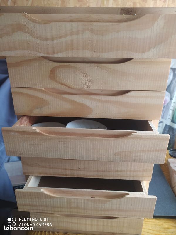 Meubles 8 tiroirs bois naturel pour tout usage ou 2 blocs de 4 tiroirs (image 2)