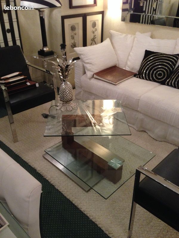 Table basse verre et bois (image 2)