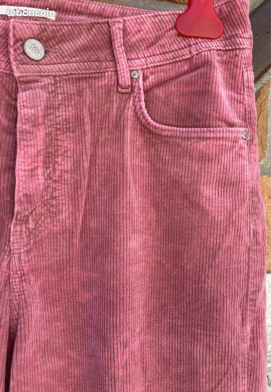 Pantalon à la coupe décontracté, en velours côtelé, vieux rose côtelé, Hod Paris, 27 US = 37 FR grand (image 8)