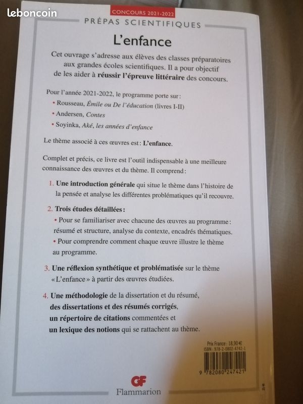 L'enfance /livre de français pour Prépas scientifiques (image 2)