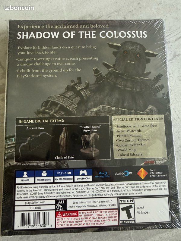 Shadow. Of the colossus spécial édition.sous blister Ps4 (image 2)