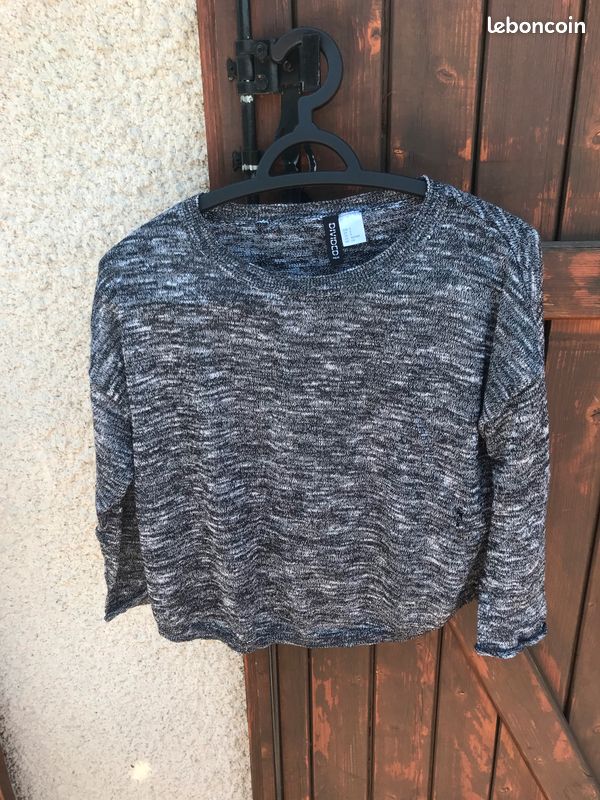 Tee shirt manches longues gris marque H&M Taille S (image 1)