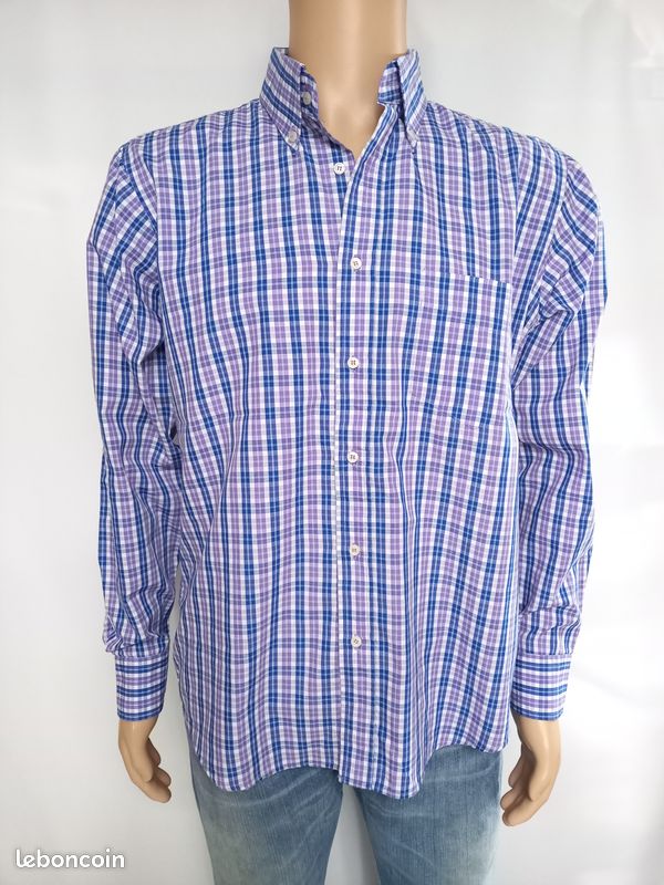 Chemise Orvis Homme Bleu à Carreaux, Taille L, Manches Longues, Coton Stretch, Occasion
