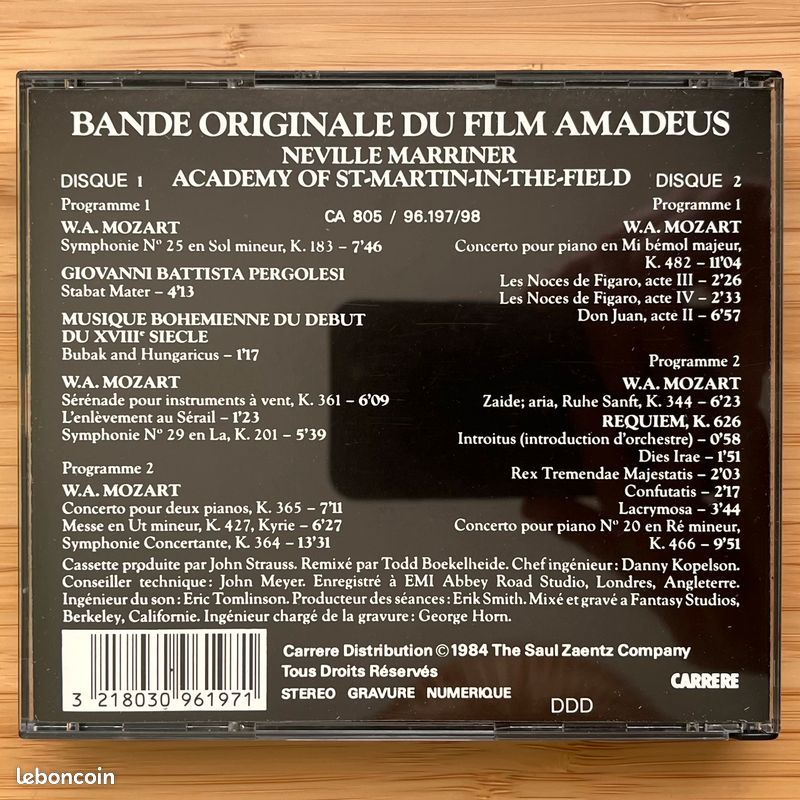 Double CD B.O. Film Amadeus (image 2)