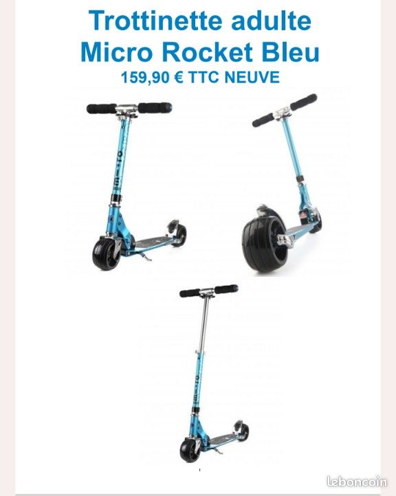 Trottinette adulte Micro Rocket Bleu (image 2)