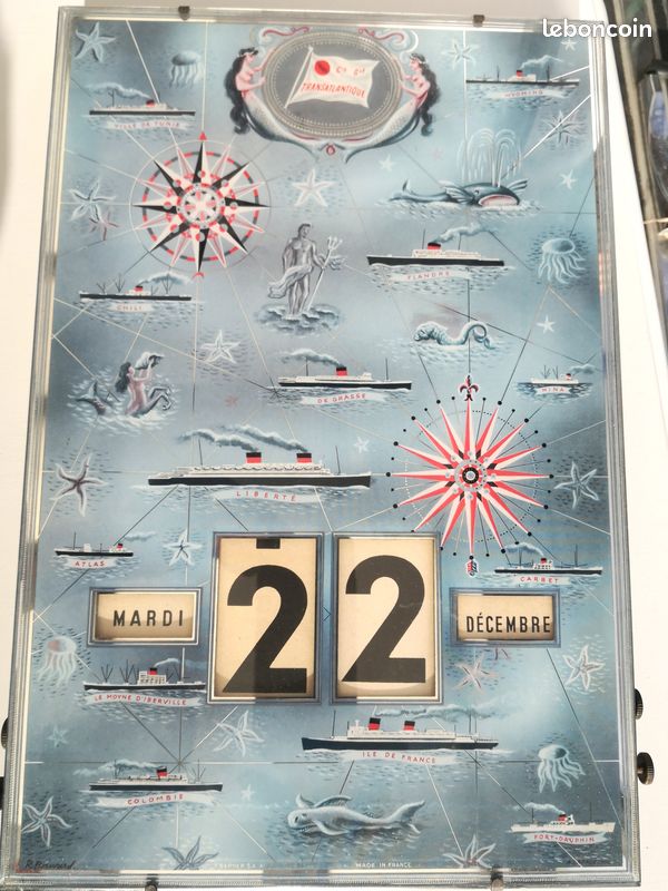 Calendrier Perpétuel Cie Gle Transatlantique - Mulhouse 1969 - Original Années 1950