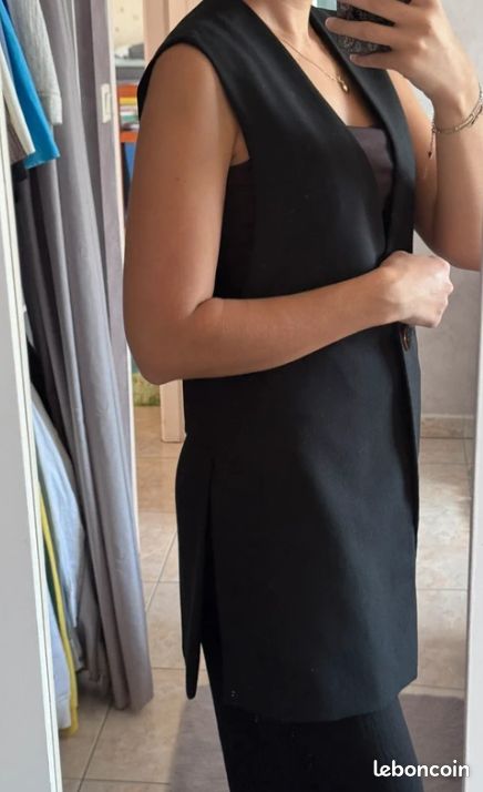 Veste Blazer Sans Manche Zara Blazer Gris Gilet De Costume Femme