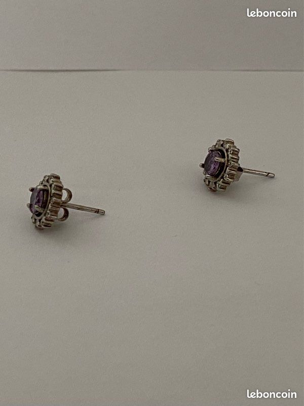 Boucles d’oreilles argent serties pierres naturelles - neuves (image 3)