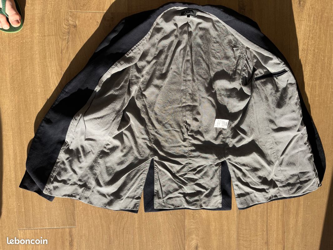 Veste homme APC bleu marine lin et coton L (image 4)