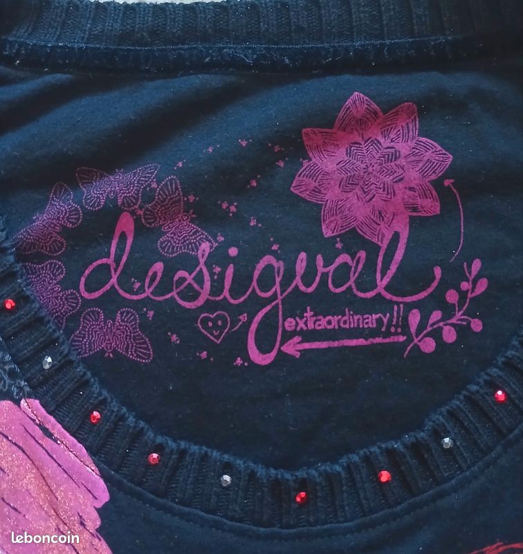 Haut manches longues Desigual - Motifs Cœurs & Mandalas | Taille M (image 2)