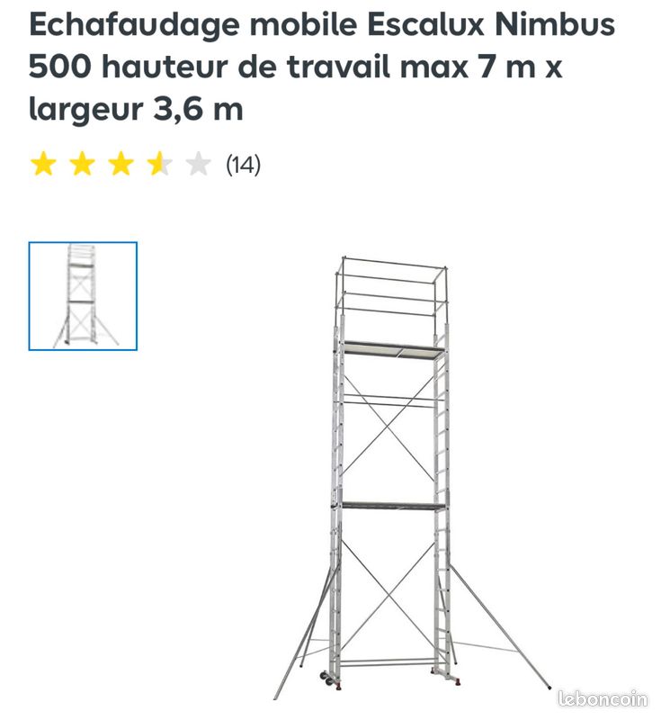 Echafaudage mobile Escalux Nimbus 250, hauteur de travail max 4,7 m