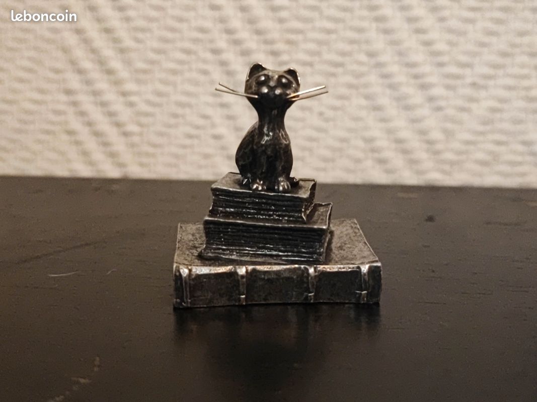 Petite Coupelle En étain Décorée D'un Chat - Objet Vintage De Décoration