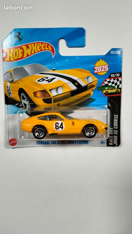 Modèle Réduit Ferrari 365 GTS/4 Jaune 1968 1/18 Par Hot Wheels - Cabriolet, Occasion, Référence 23906