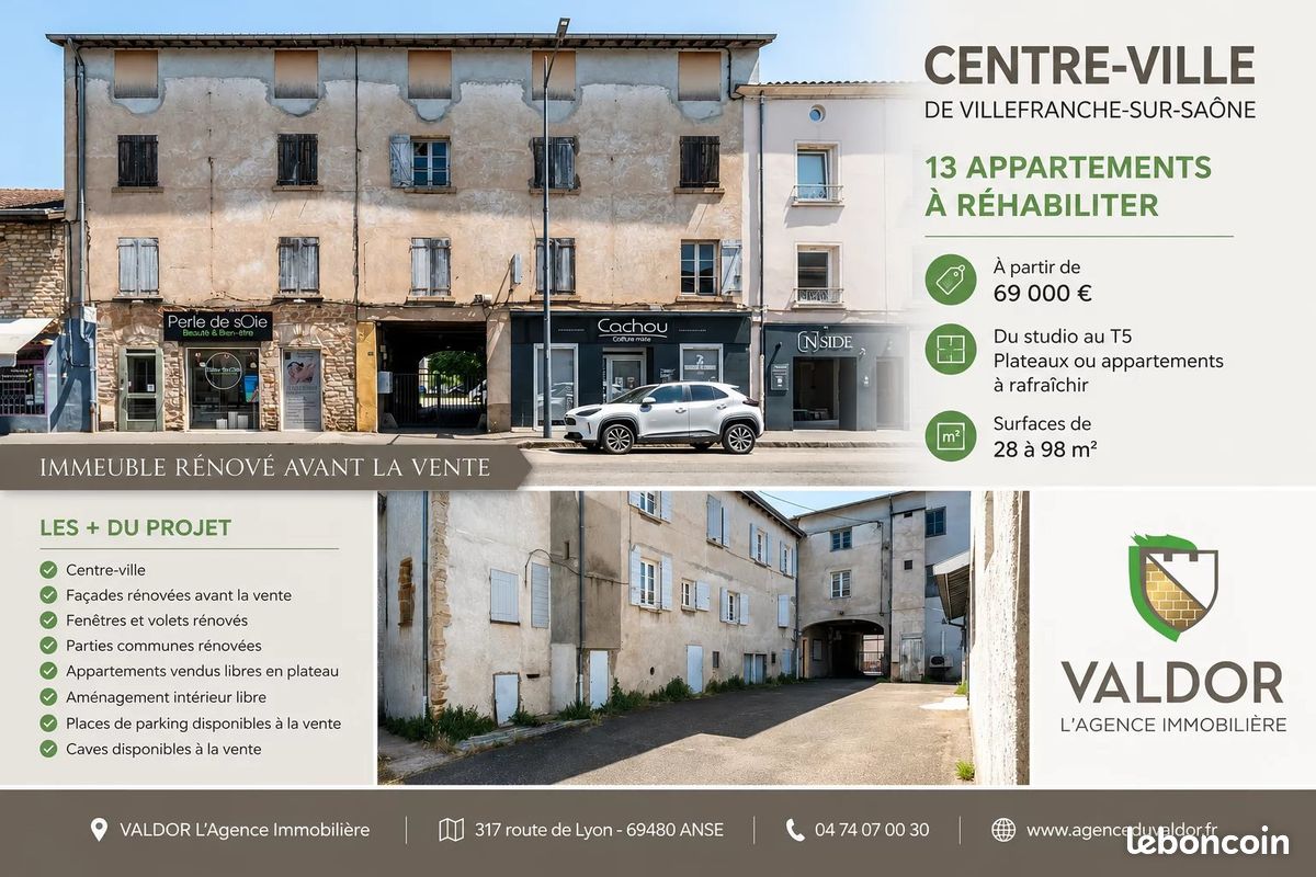 Appartement 1 pièce 29 m² · à Villefranche-sur-Saône · 29 m² · 69 000 €