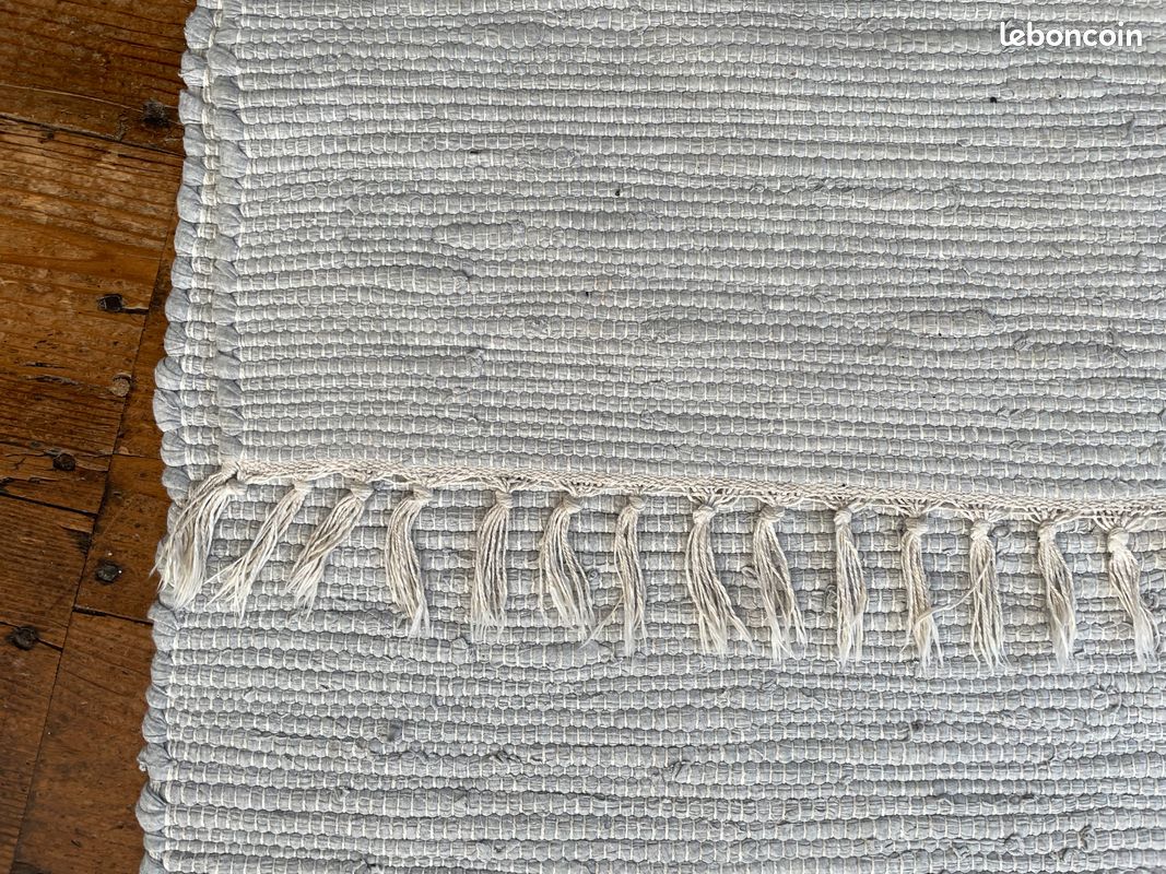Tapis en coton bouclette bleu gris pale 122x185 cm (image 4)