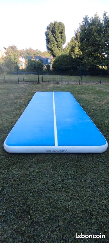 Tapis De Gymnastique Gonflable Air Track Gymrex 600x100x20 Cm – Matelas Tumbling Ultra Résistant 300 Kg Bleu/Blanc