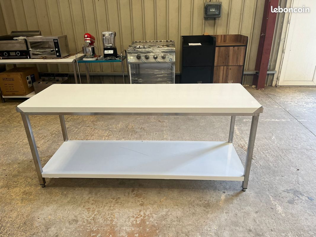 Table en inox avec sous tablette - P600/700 mm - H850 mm NEUF (image 1)