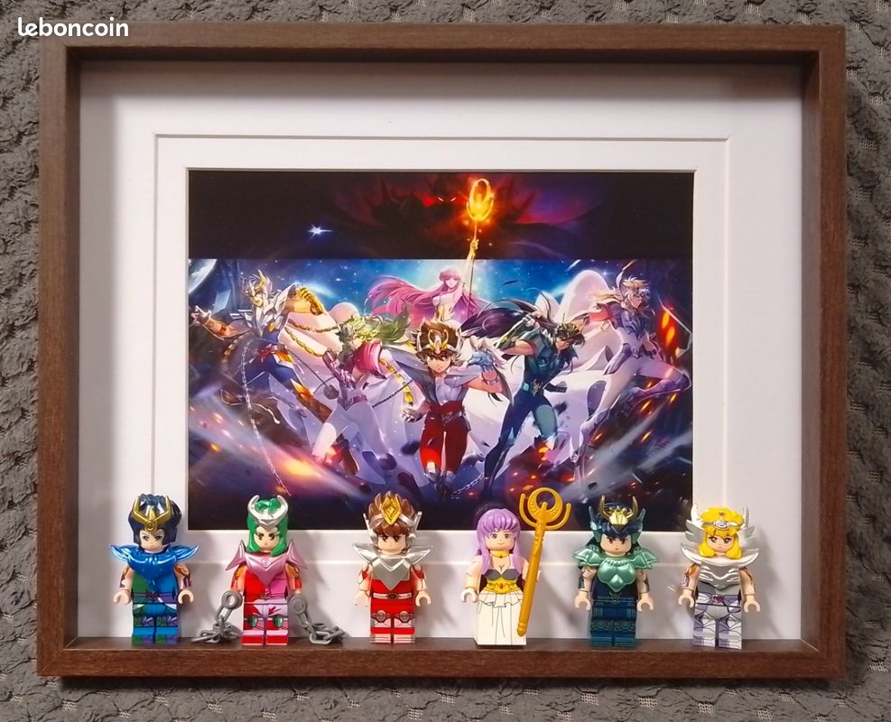 Unique Saint Seiya Les Chevaliers du Zodiaque- très joli cadre 6 figurines, format lego - NEUF (image 1)