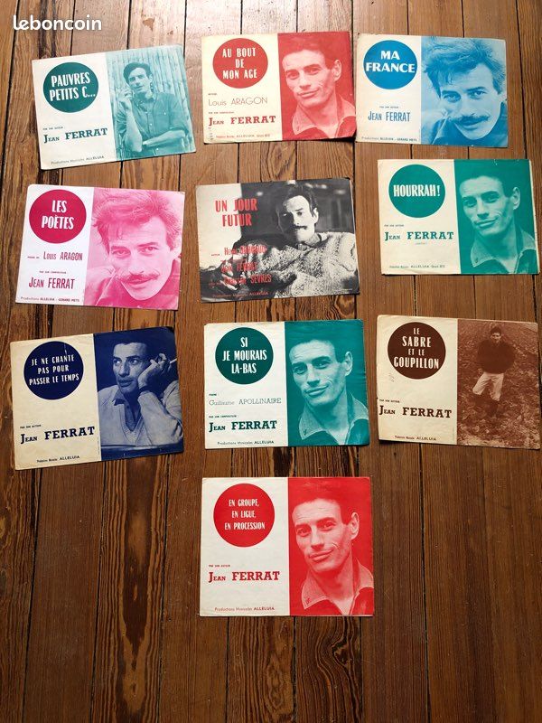 Lot de 10 partitions Jean Ferrat Chanson française édition Alleluia années 60 (image 1)