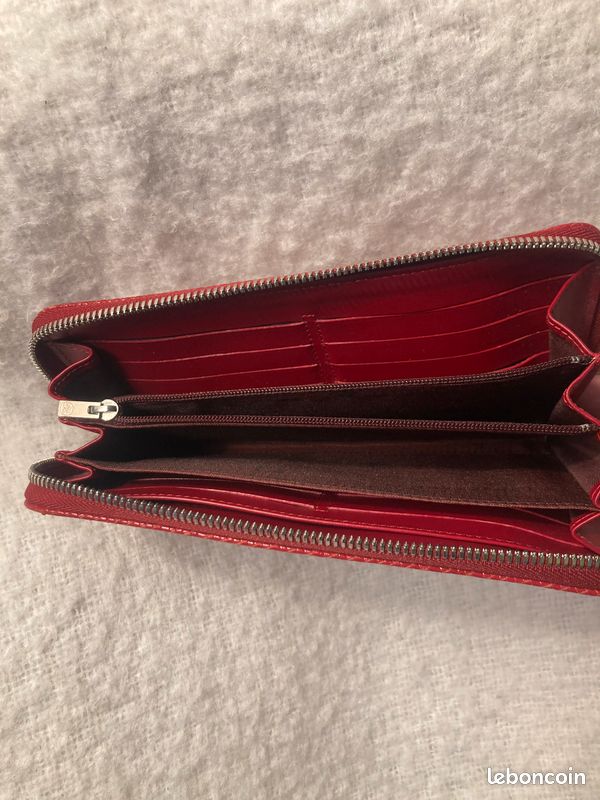 Porte chéquier et monnaie cuir rouge Longchamp (image 4)