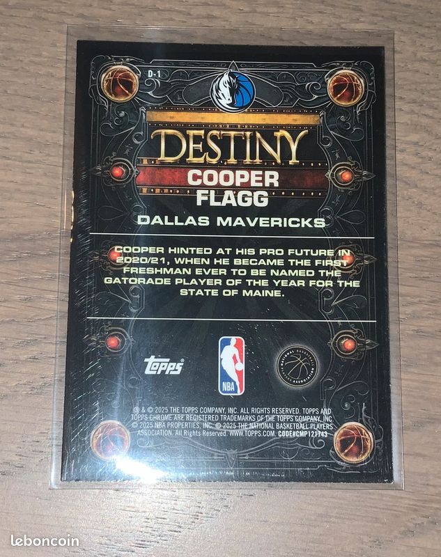Cooper Flagg 2025-26 Topps Chrome Basketball Destiny RC #D-1 (image 2)