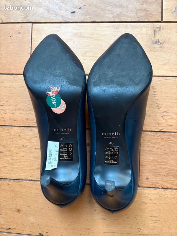Escarpins Minelli En Cuir Reptile Bleu - Taille 40 - Très Bon état (super état)