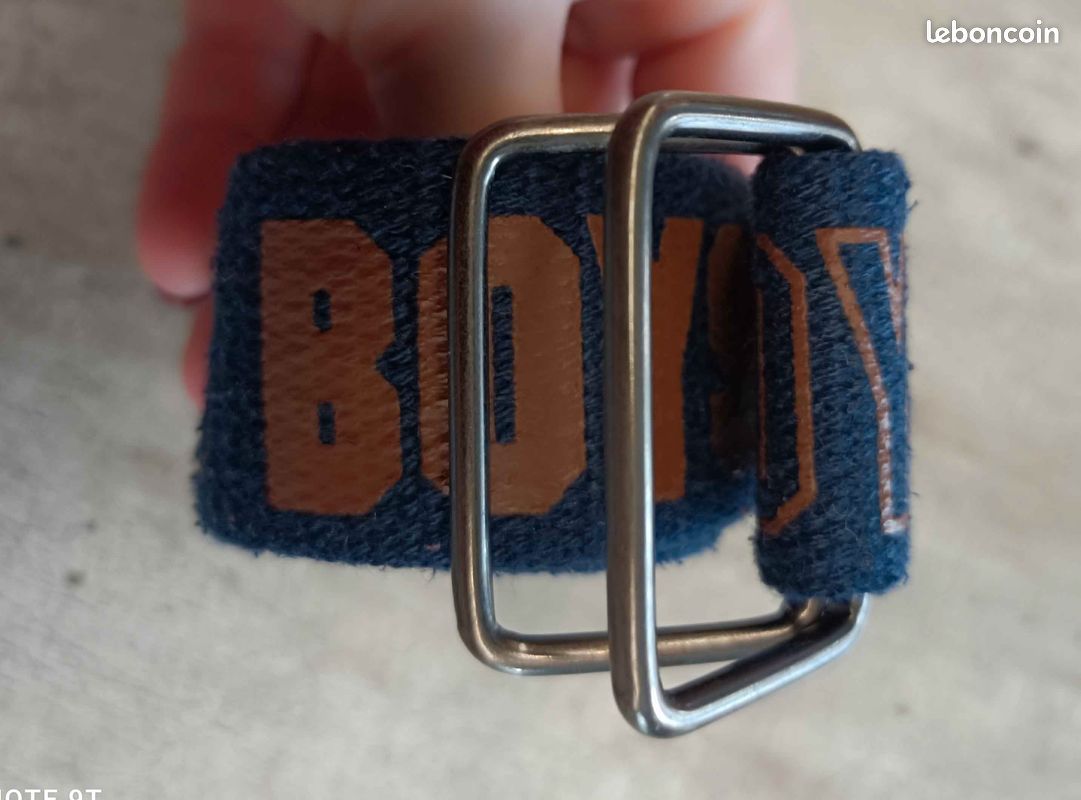 Ceinture Enfant Taille 2-3 Ans - Tweed Bleu Marine & Blanc - Boucle Décorative - Neuf Avec Étiquettes