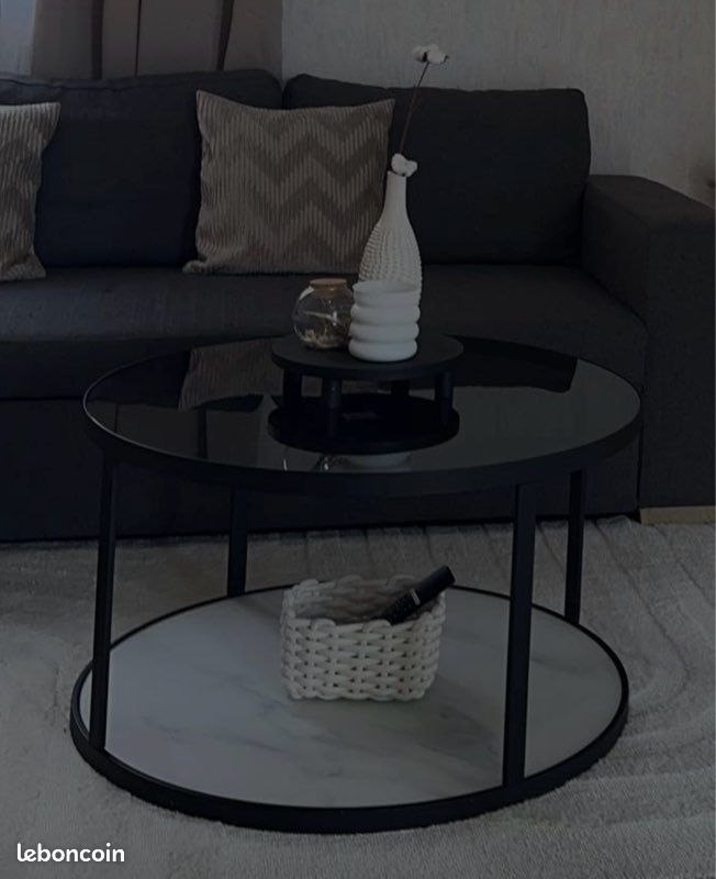 Table basse vitrée et marbre (image 2)