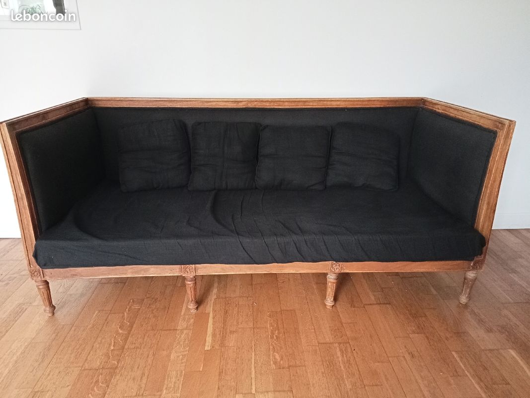 Canape/Banquette style ancienne bois et tissu (image 1)