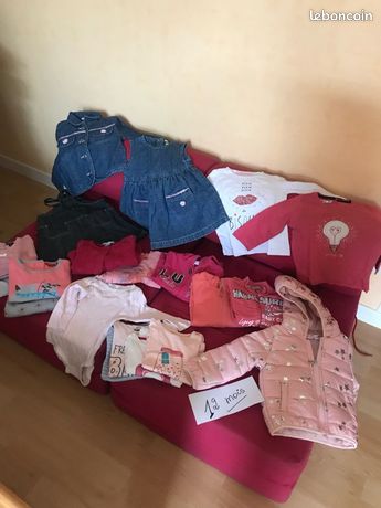 Lot De Vêtements Bébé Fille 18 Mois - 15 Pièces - Occasion Très Bon état - Coton