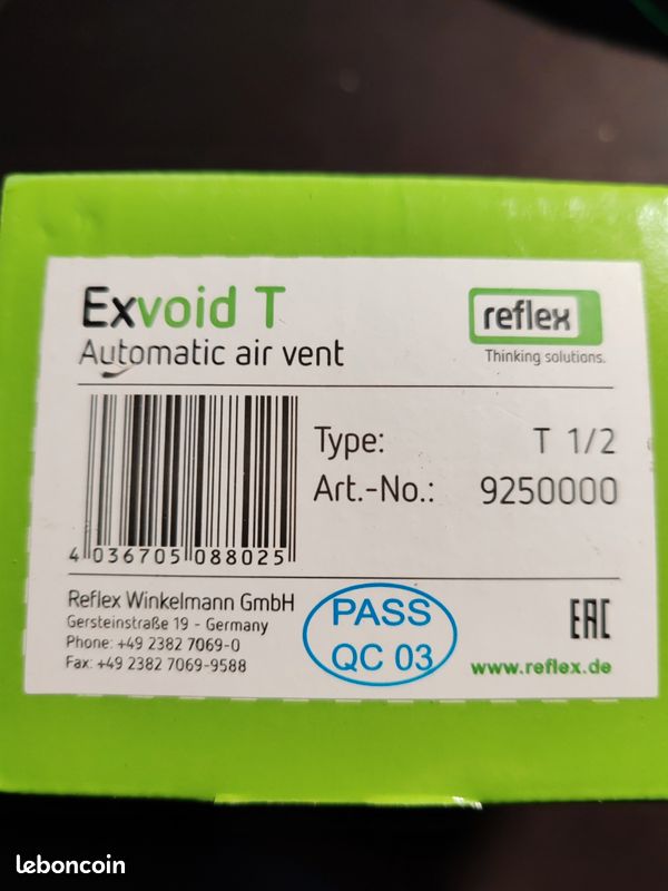 Purgeur d'air exvoid T 1/2 925000 (image 1)