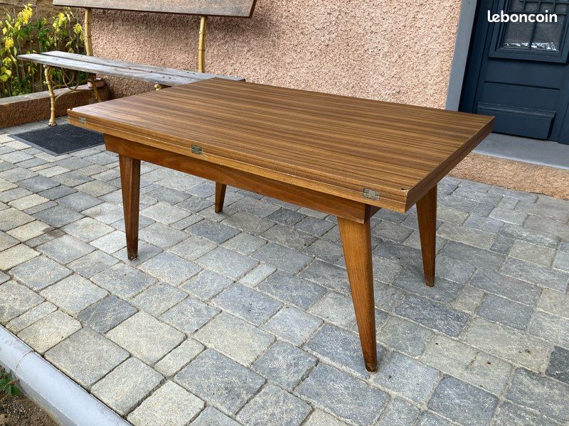TABLE MODULABLE du Designer Albert Ducrot à système portefeuille année 1970 (image 2)
