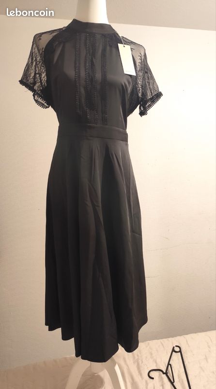 Robe Noire à Manches S.L. Fashion - Taille 14, Pour Occasion Spéciale, Très Bon état